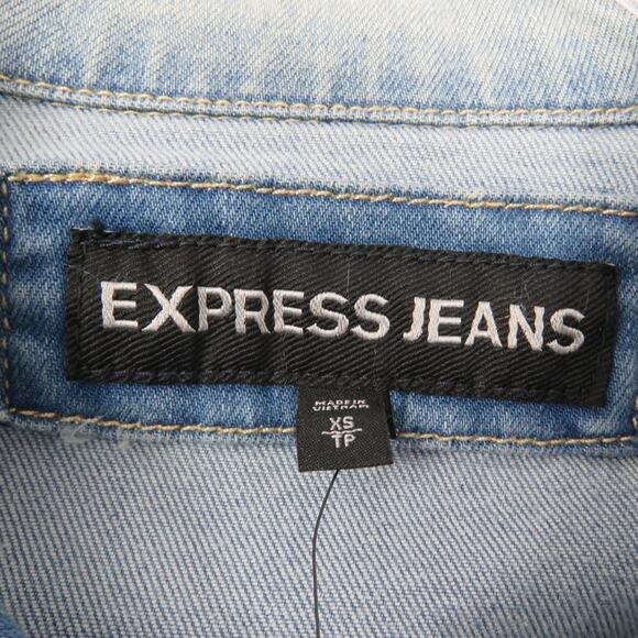 Express Light Wash Jean Jacket XS Classic Denim Jacket Fitted Extra Small XS - Picture 5 of 9